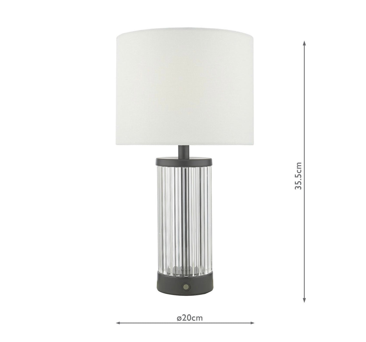 Enrico Rechargeable Table Lamp Satin Black and Glass With Shade LED