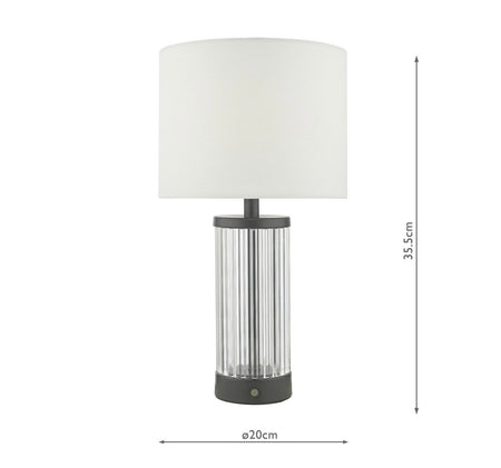 Enrico Rechargeable Table Lamp Satin Black and Glass With Shade LED