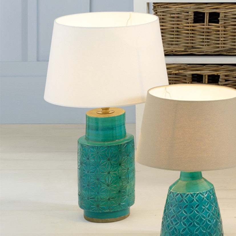 Sidra Aquamarine Stoneware Etch Detail Table Lamp