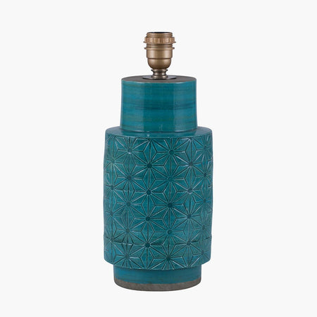 Sidra Aquamarine Stoneware Etch Detail Table Lamp