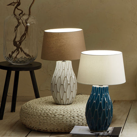 Gaudi White Stoneware Geometric Table Lamp