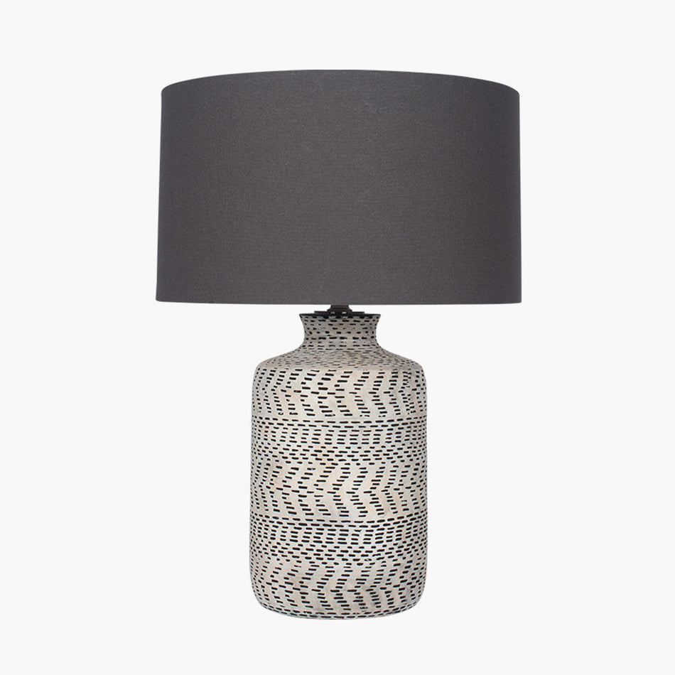 Atouk Textured Natural and Black Stoneware Table Lamp