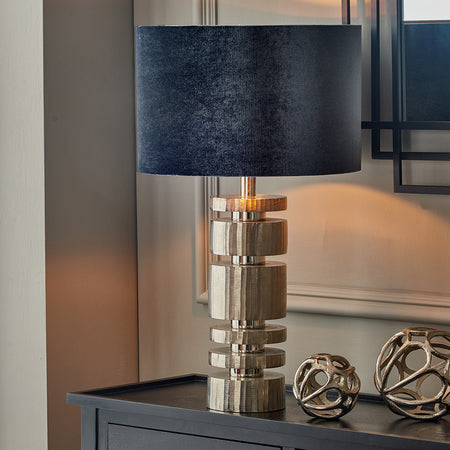 Elon Silver Metal Stacked Cylinder Table Lamp