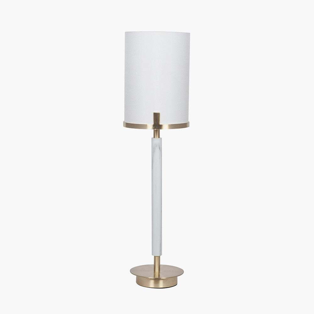 Midland Champagne Gold Metal and Marble Effect Table Lamp