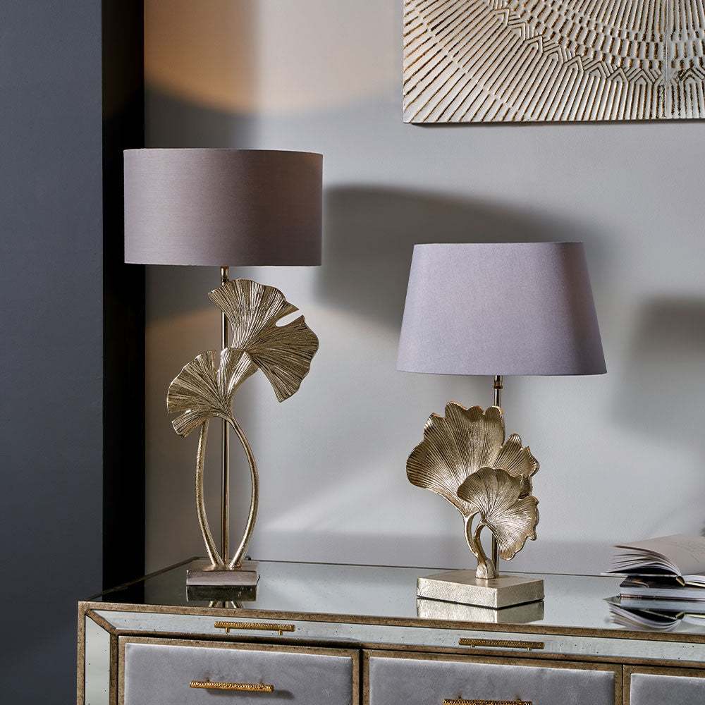 Gingko Shiny Champagne Metal Gingko Leaf Table Lamp