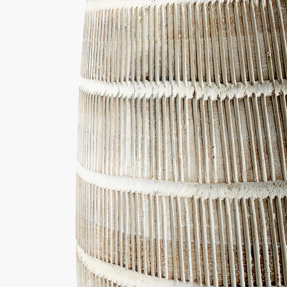 Dambula White Wash Wood Textured Tall Neck Table Lamp