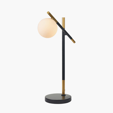 Wanda White Orb and Black Metal Table Lamp