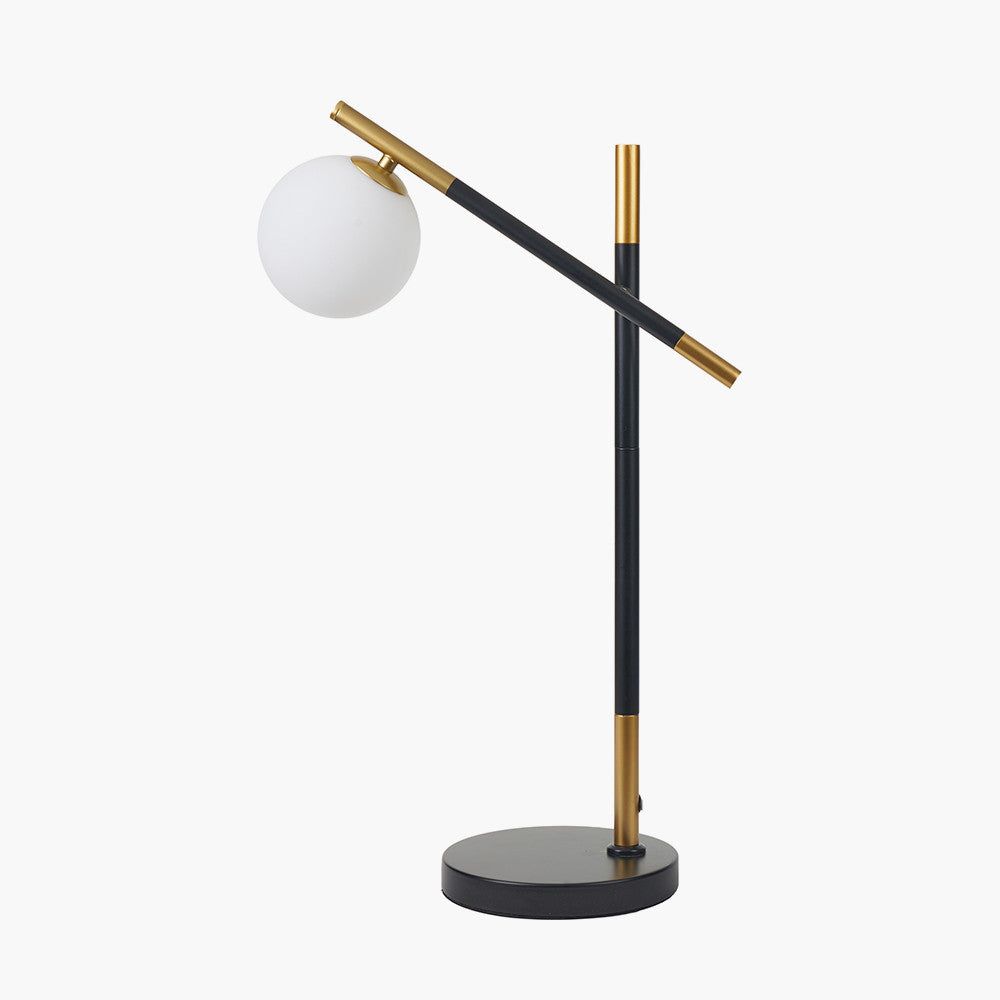 Wanda White Orb and Black Metal Table Lamp