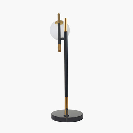 Wanda White Orb and Black Metal Table Lamp