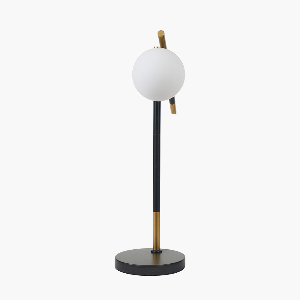 Wanda White Orb and Black Metal Table Lamp