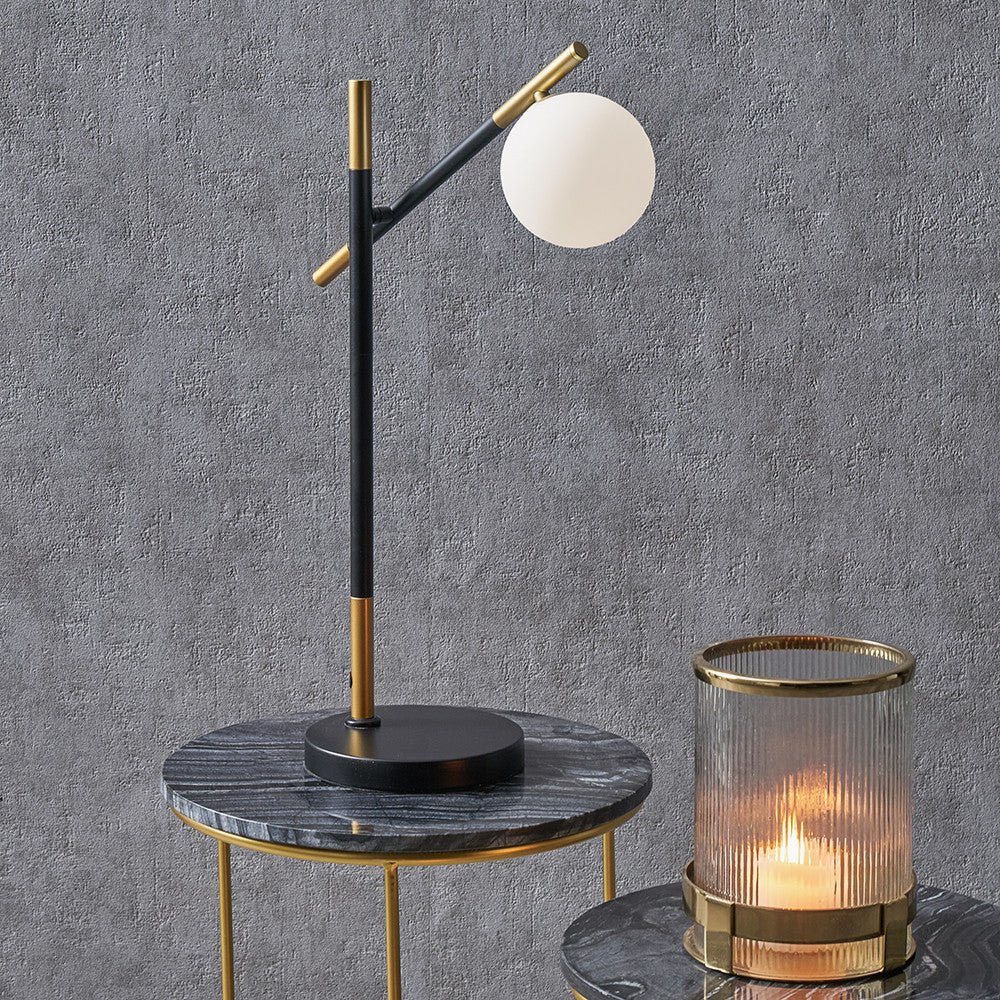 Wanda White Orb and Black Metal Table Lamp