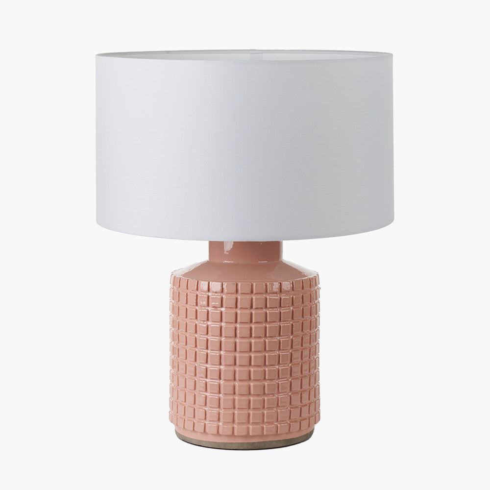 Malone Textured Apricot Squares Design Stoneware Table Lamp