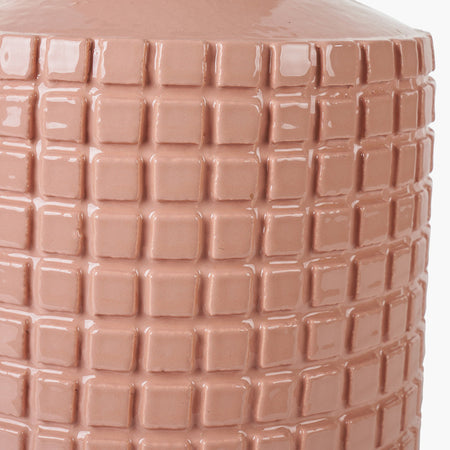 Malone Textured Apricot Squares Design Stoneware Table Lamp