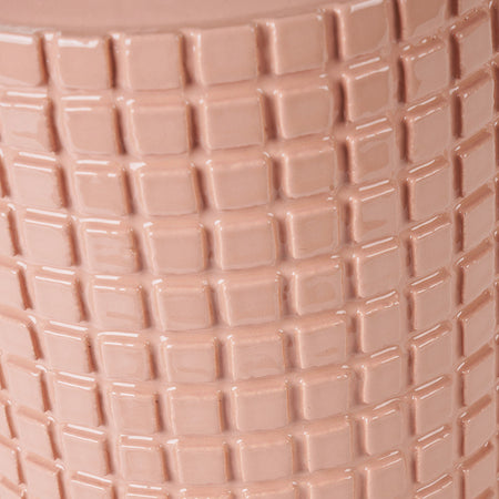 Malone Textured Apricot Squares Design Stoneware Table Lamp