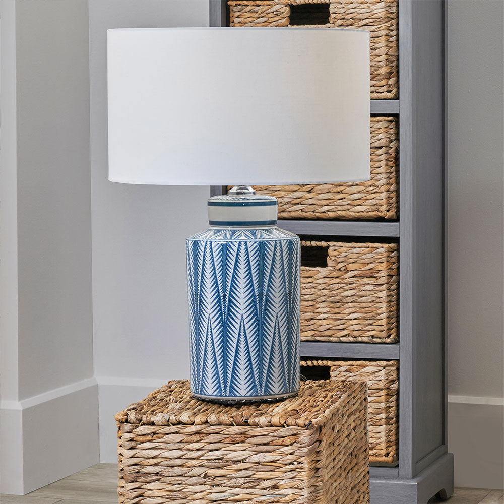 Samara Blue and White Aztec Pattern Ceramic Table Lamp