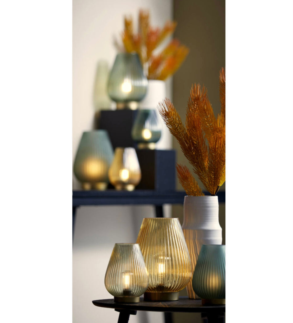 Portable Table lamp LED Ø21x28 cm TAJERA glass ocher yellow+gold