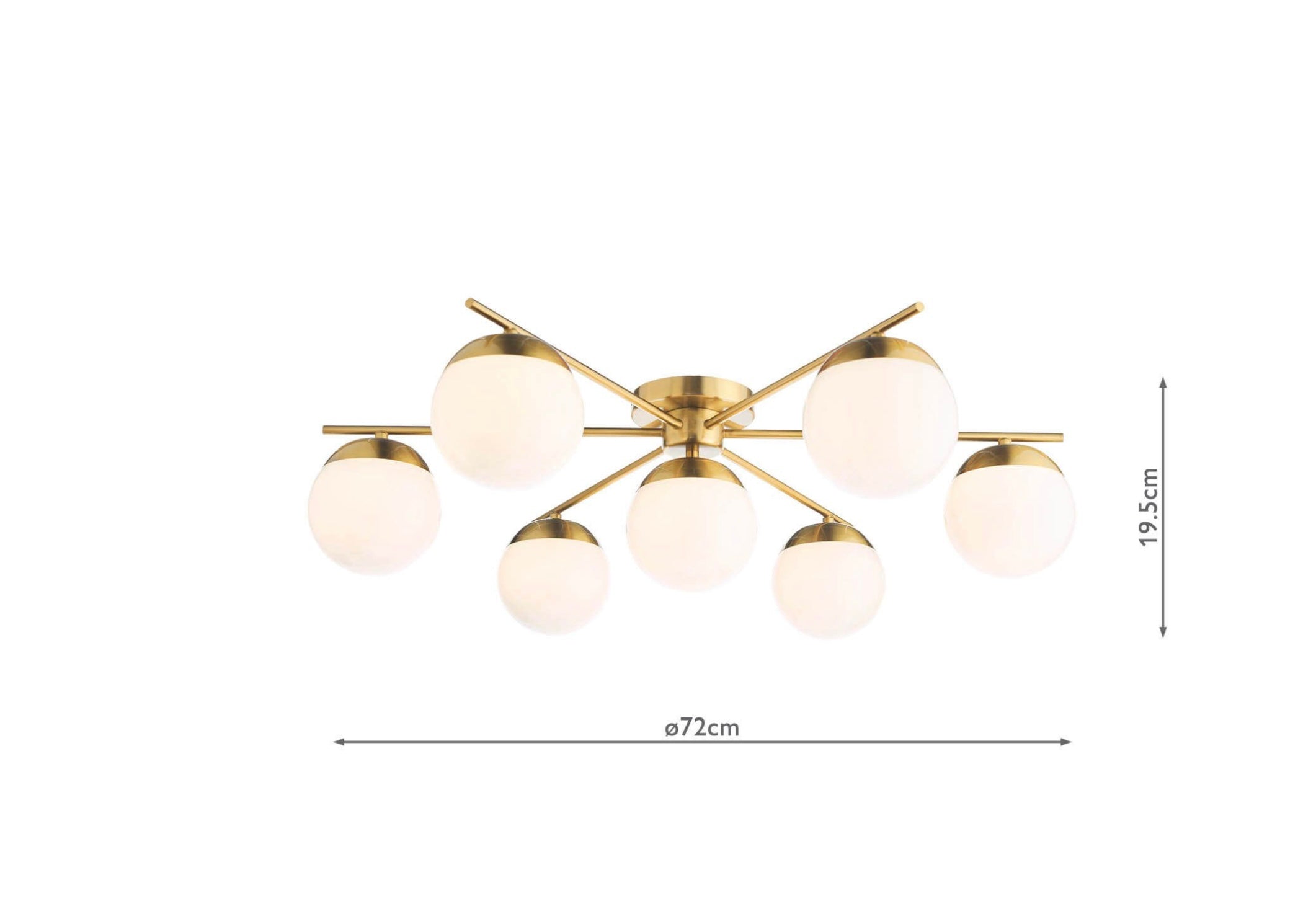 Bombazine 7 Light Semi-Flush Natural Brass and Opal Glass