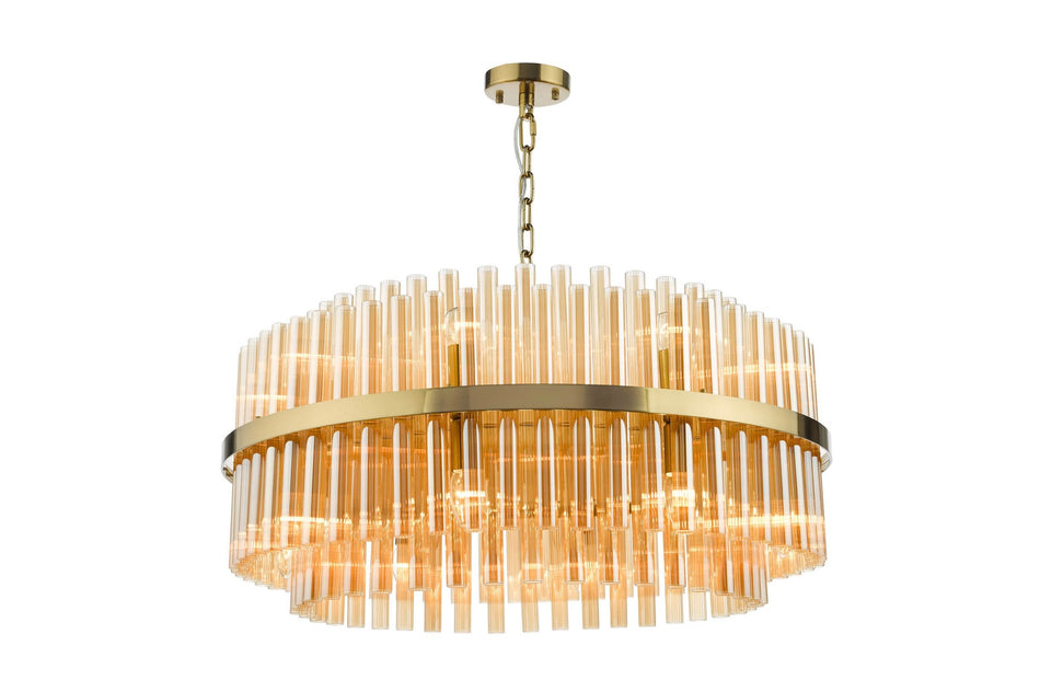 Imani 16 Light Pendant Natural Brass and Champagne Glass