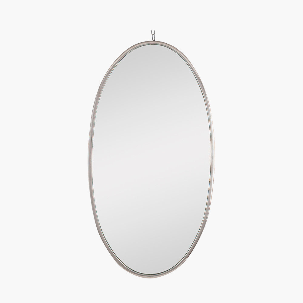 Silver Metal Oval Wall Mirror