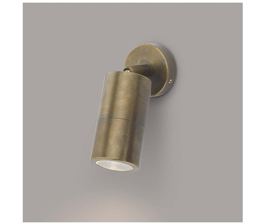 Ortega Outdoor Single Spotlight Natural Brass IP65/ exterior wall light