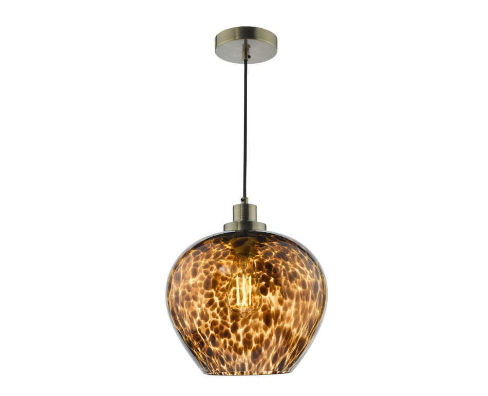 Leandra Pendant Tortoiseshell Glass and Antique Brass