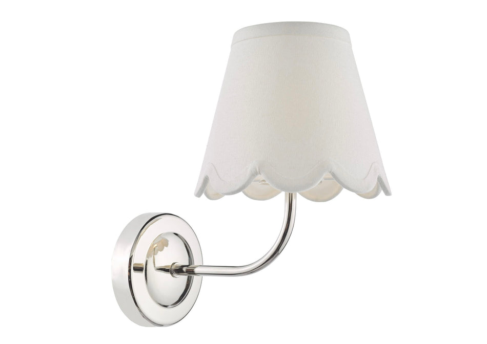 Navarro Rechargeable Led Wall Light Polished Nickel With ivory linen Shade