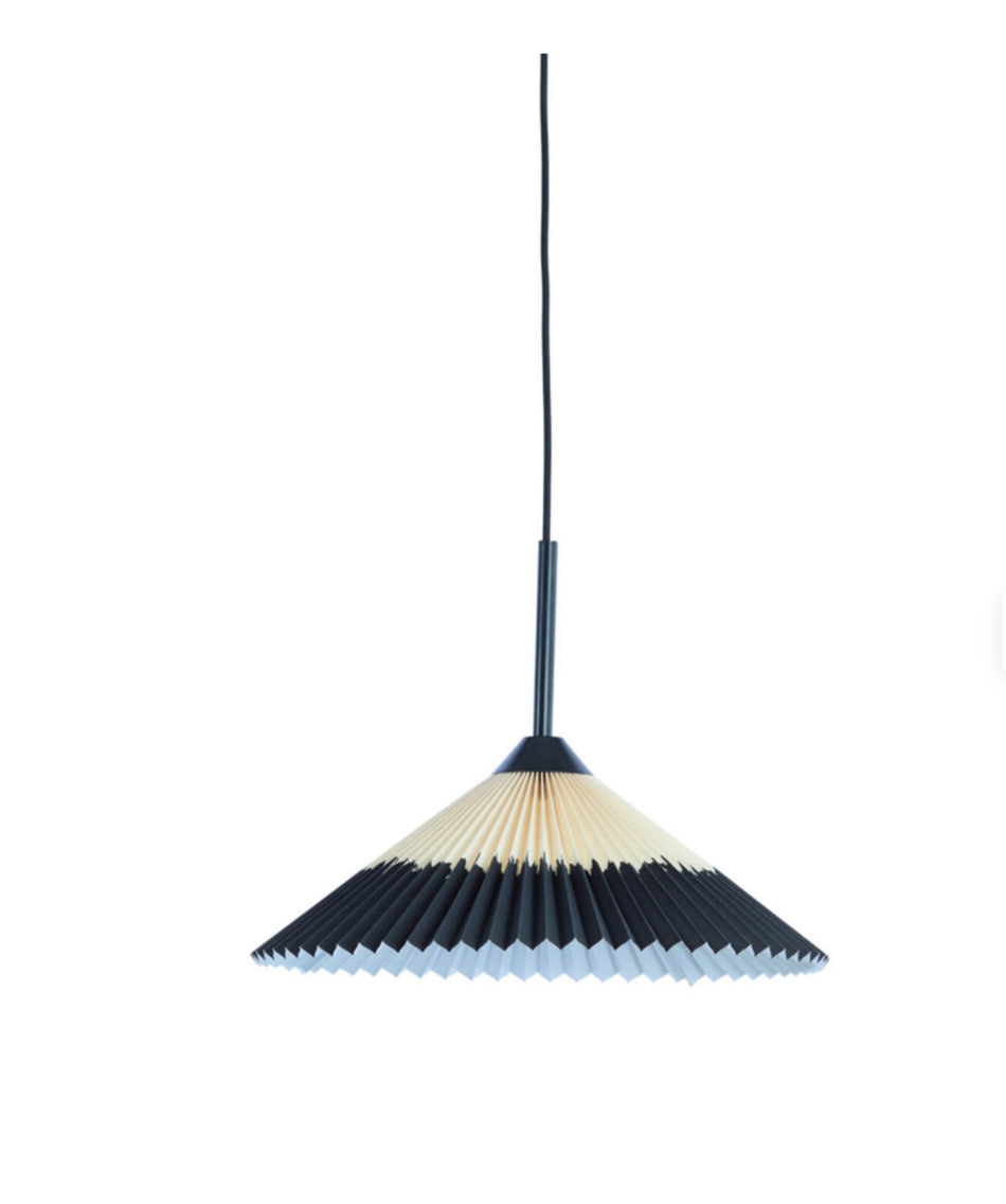 hanging lamp Ø60x23 cm PLEATED black+natural