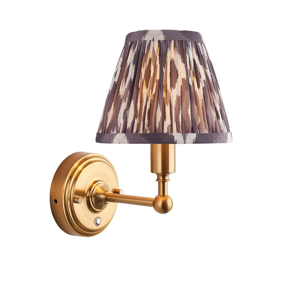 Burley Rechargeable Wall light & Ikat Pearl grey shade 16cm shade