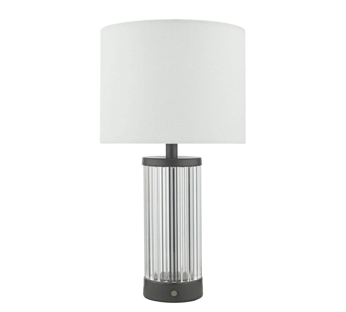 Enrico Rechargeable Table Lamp Satin Black and Glass With Shade LED