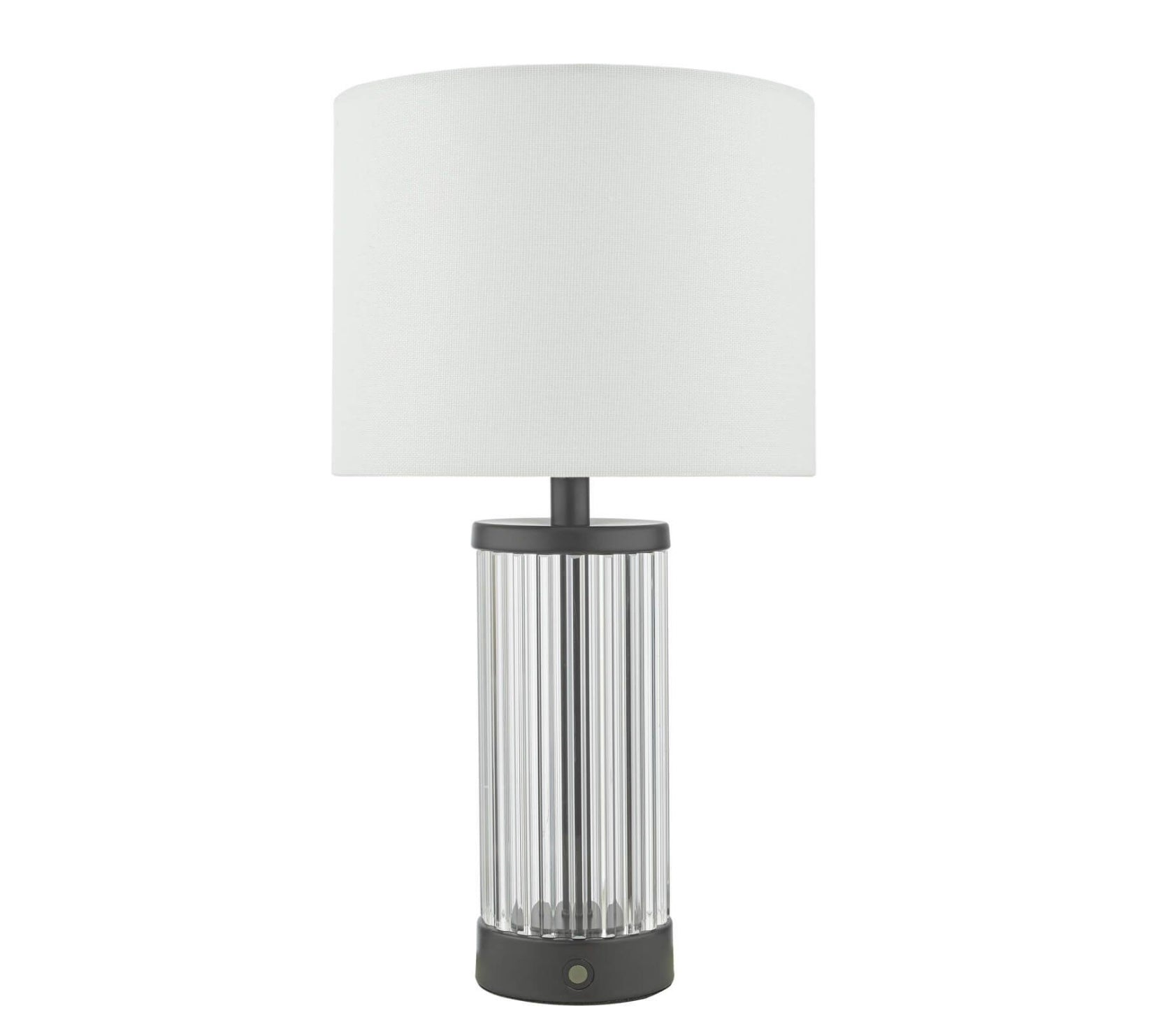Enrico Rechargeable Table Lamp Satin Black and Glass With Shade LED