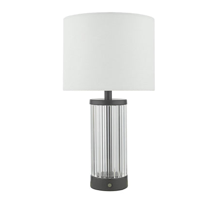 Enrico Rechargeable Table Lamp Satin Black and Glass With Shade LED