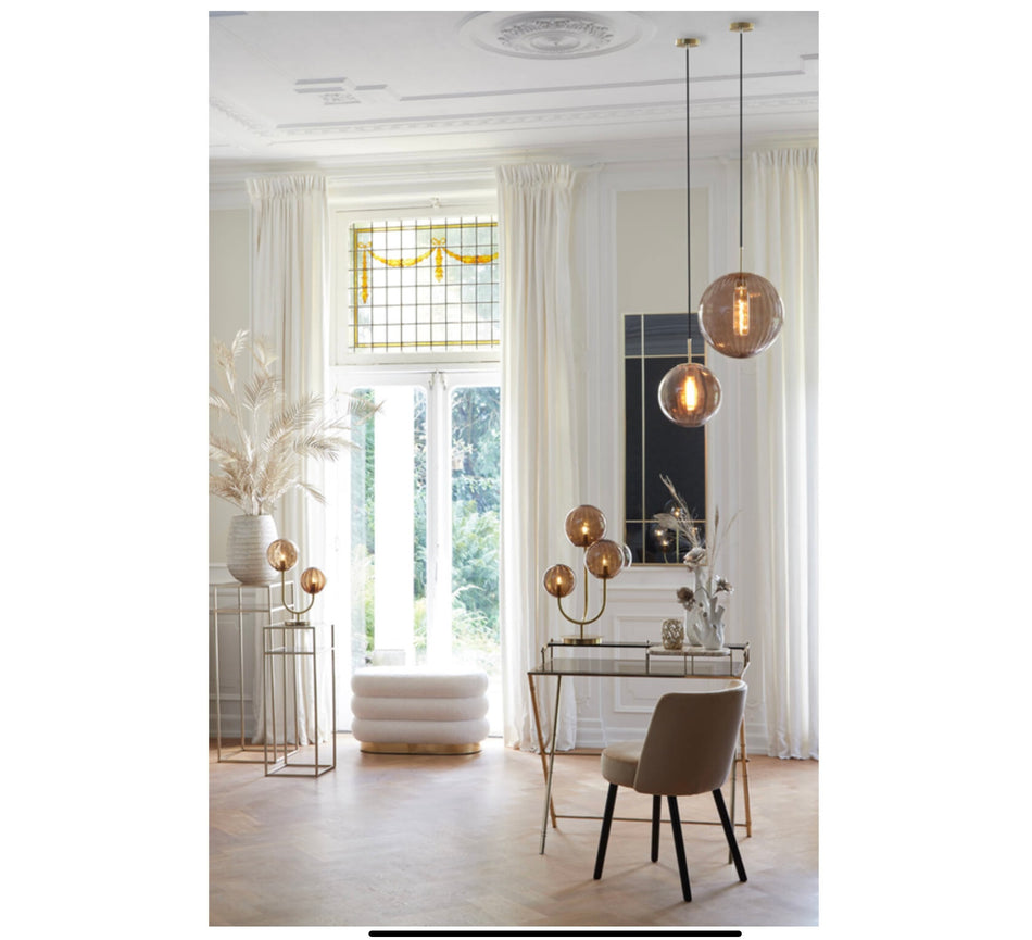 MAGDALA brown glass and gold table lamp