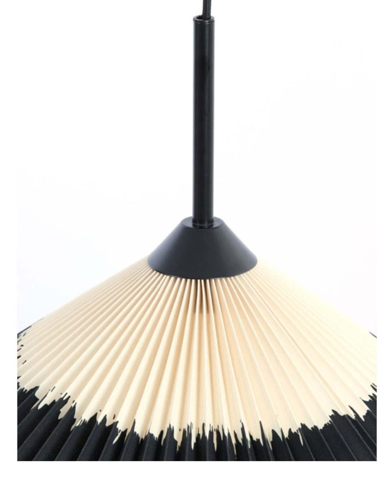 hanging lamp Ø60x23 cm PLEATED black+natural