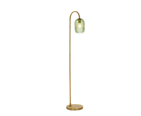 Idra Floor Lamp Aged Bronze and Green Ribbed Glass