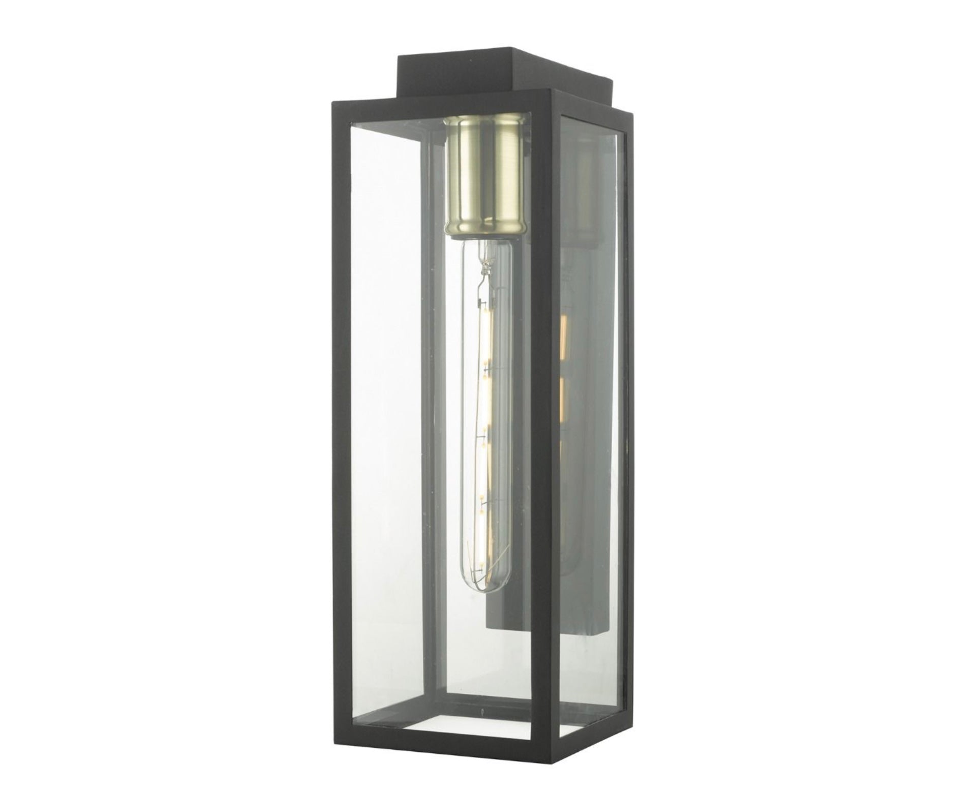 Naxos Outdoor Wall Light Black Glass IP43 exterior wall light