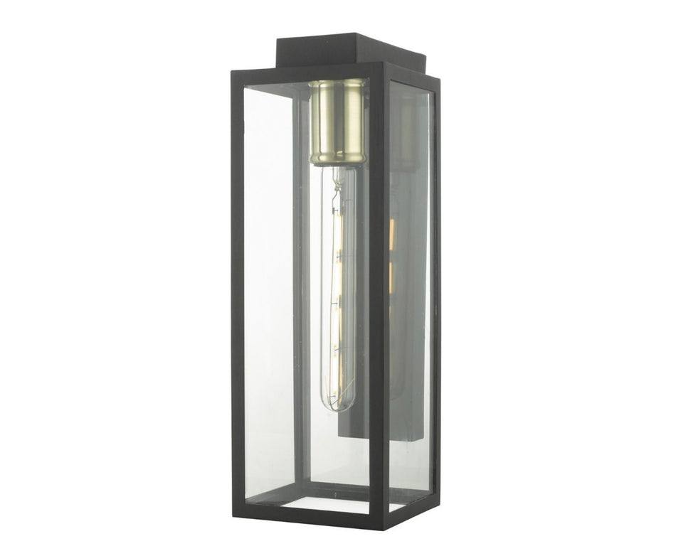 Naxos Outdoor Wall Light Black Glass IP43 exterior wall light