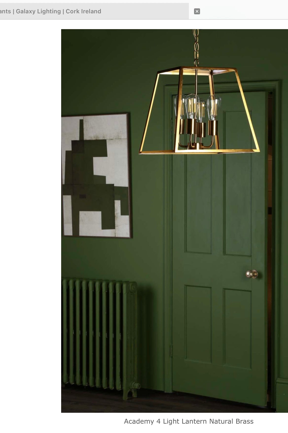 Academy 4 Light Lantern Natural Brass