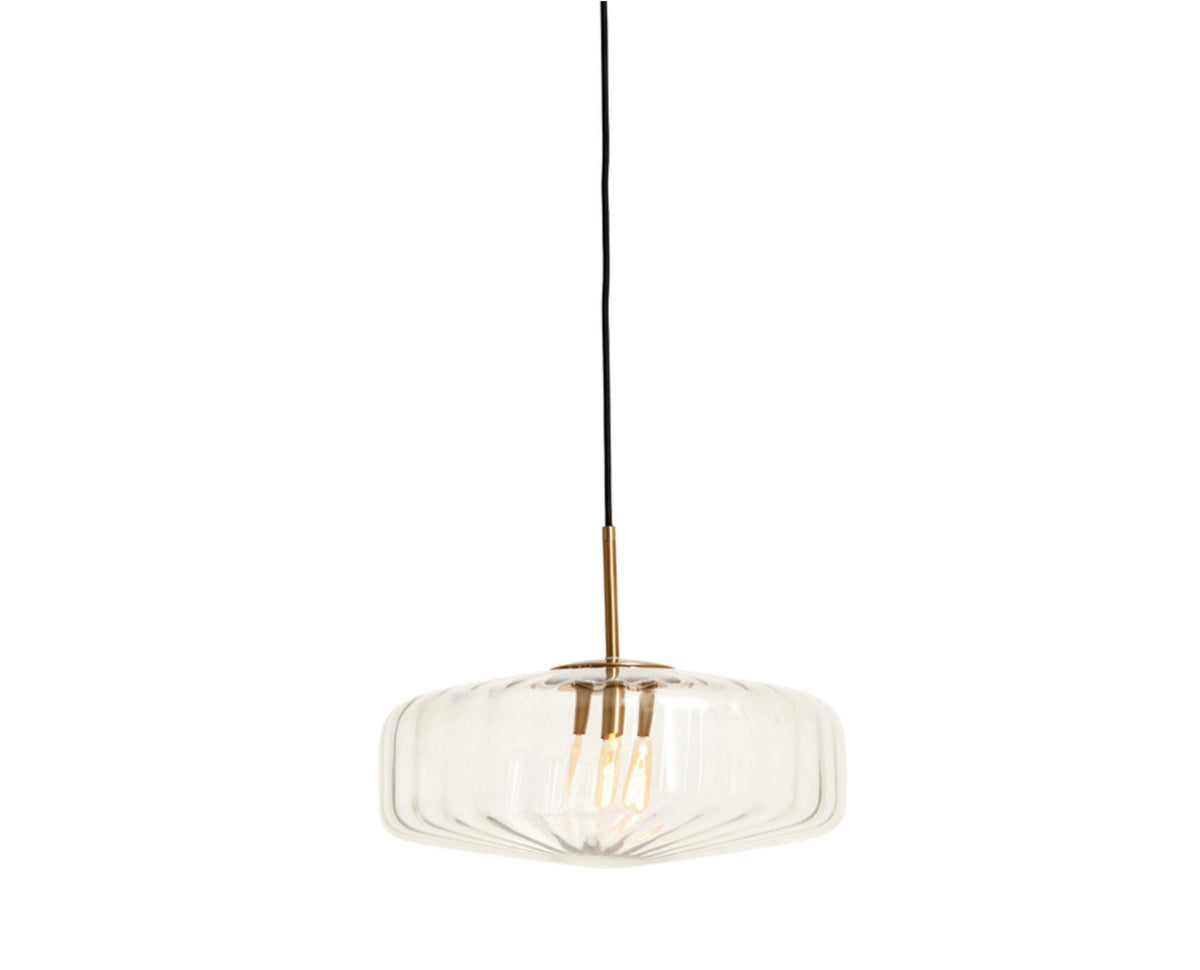 Hanging lamp 30 X 17 cm PLEAT glass clear+gold