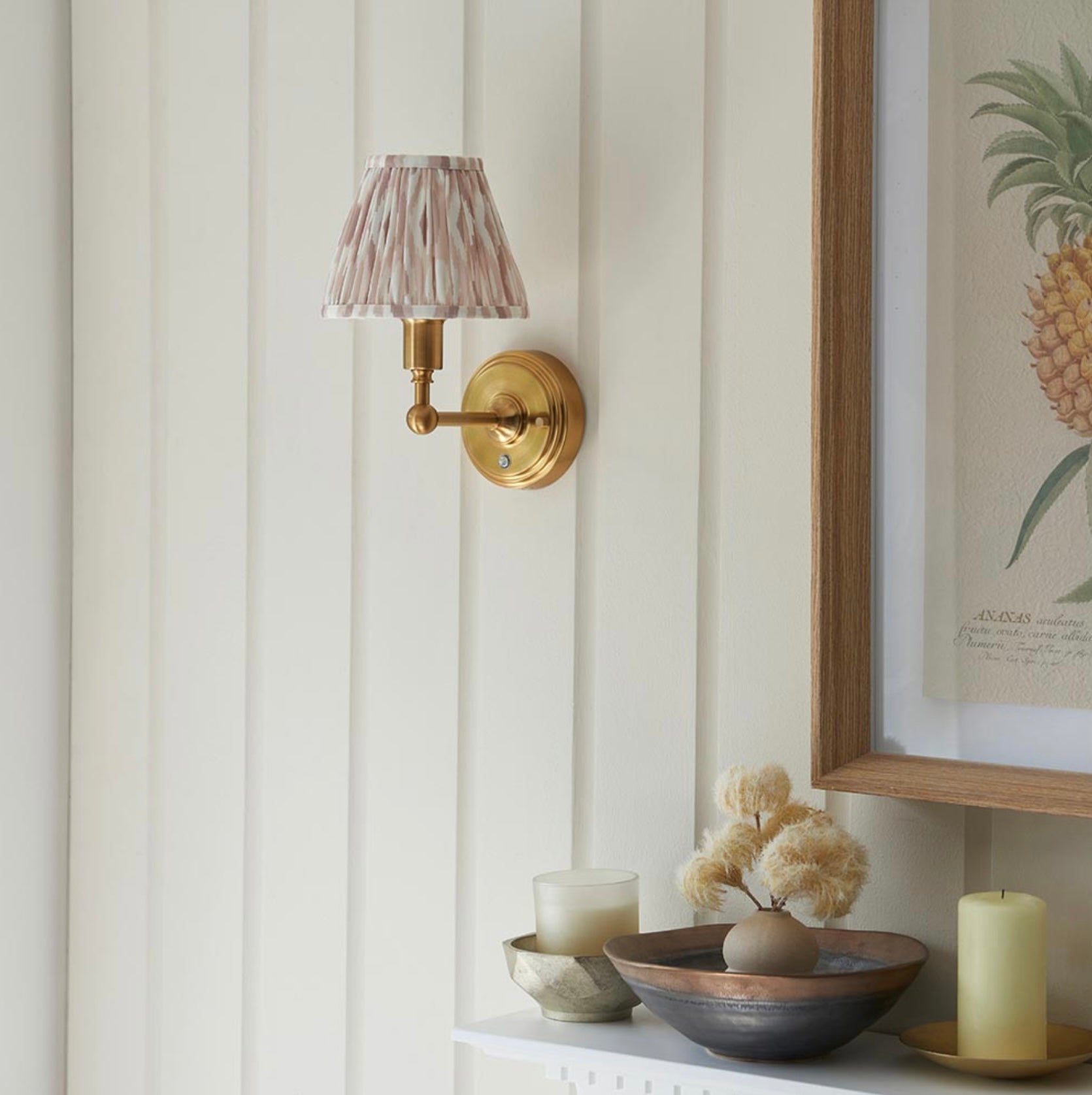 Burley Rechargeable Wall light & Ikat Neutral 16cm shade
