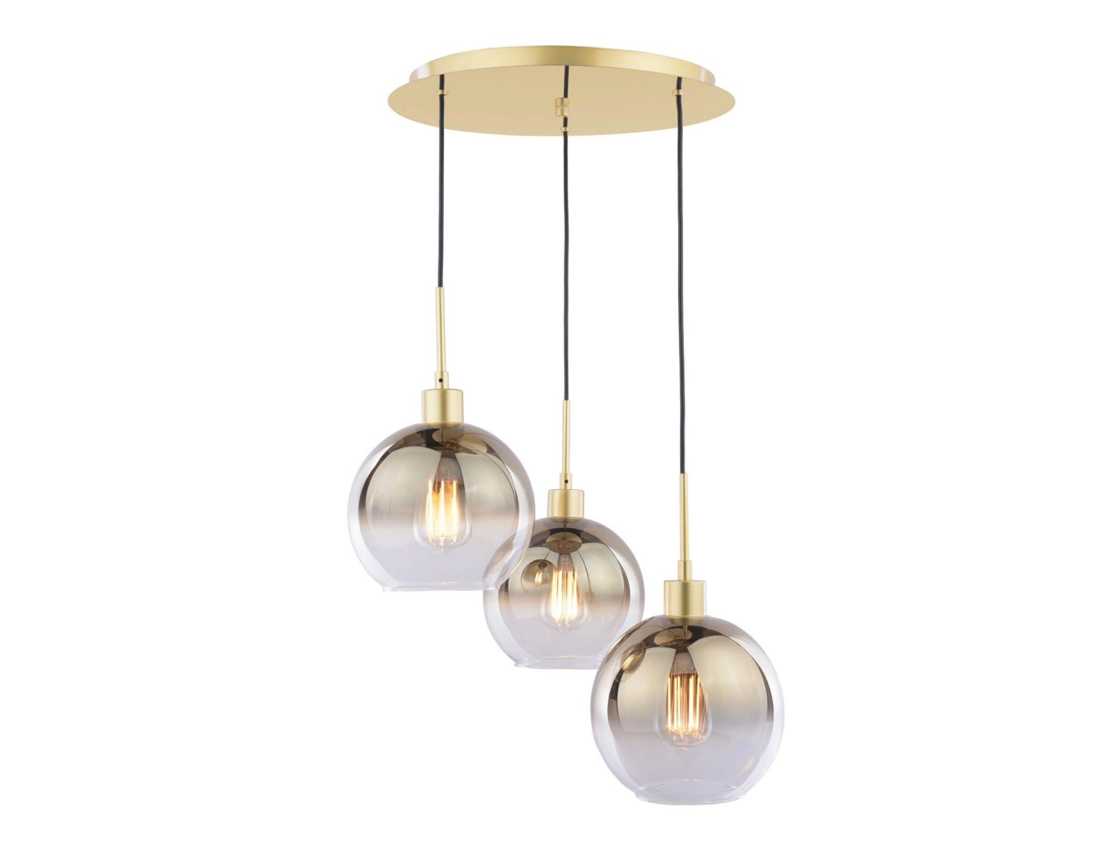Lycia 3 Light Cluster Pendant Satin Gold and Gold Ombre Glass