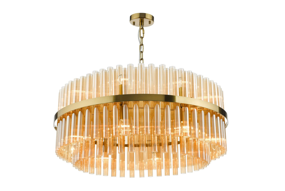Imani 16 Light Pendant Natural Brass and Champagne Glass