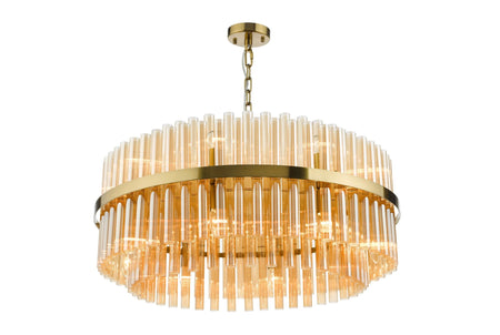Imani 16 Light Pendant Natural Brass and Champagne Glass