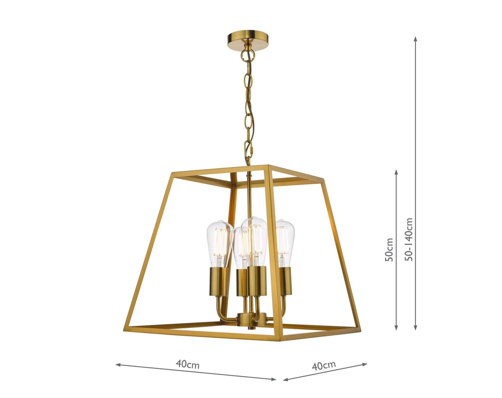 Academy 4 Light Lantern Natural Brass