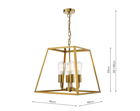 Academy 4 Light Lantern Natural Brass