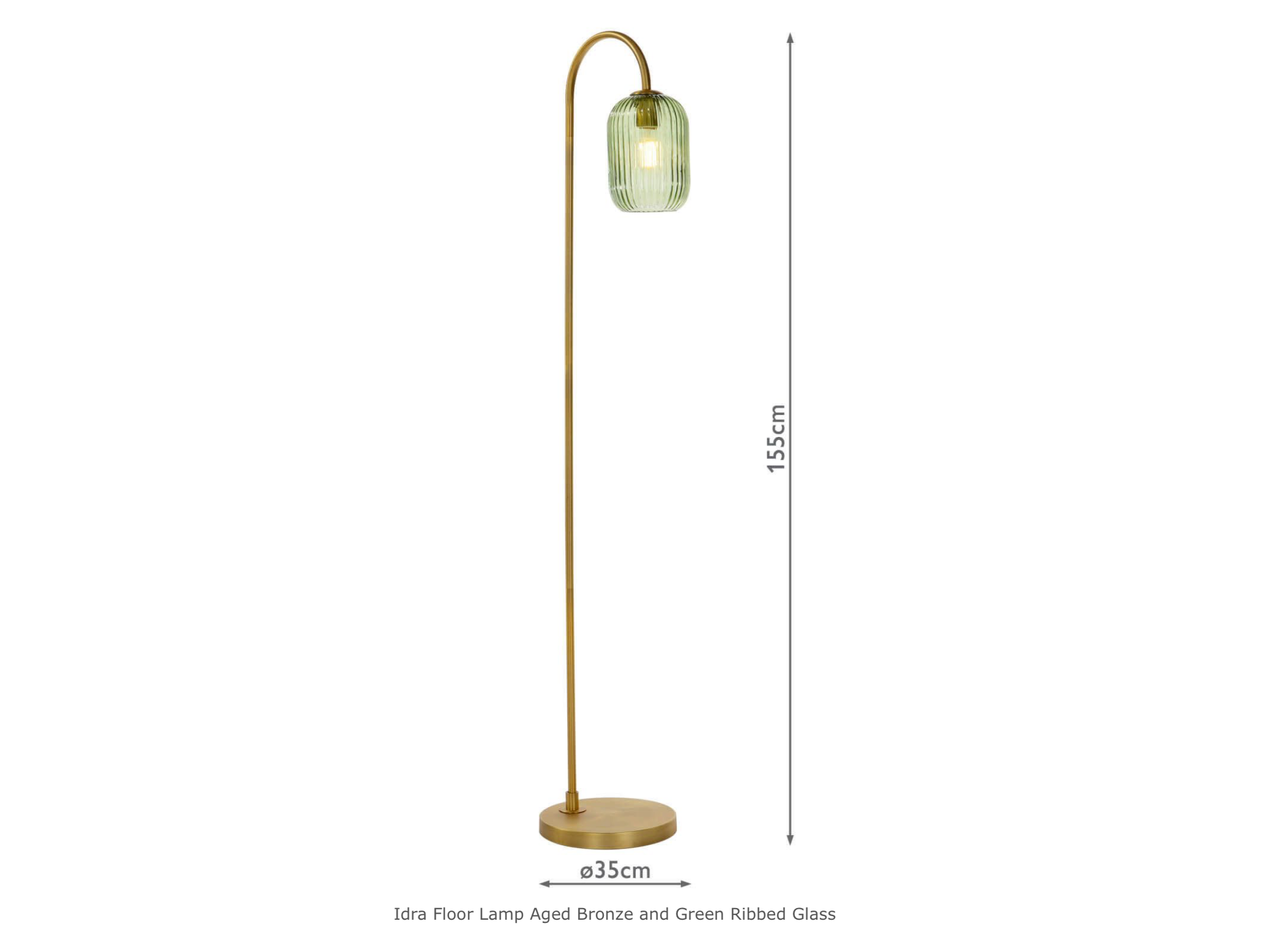 Idra Floor Lamp Aged Bronze and Green Ribbed Glass