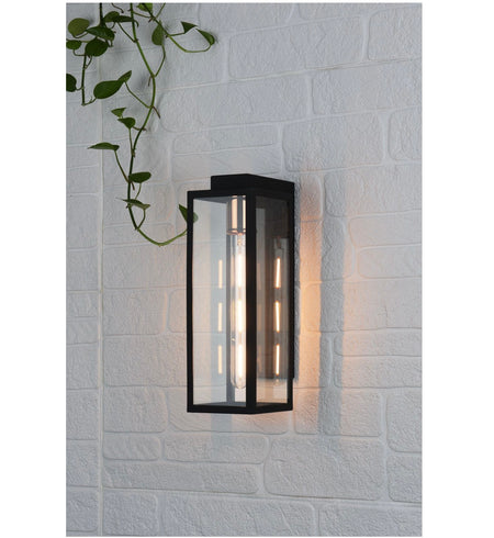 Naxos Outdoor Wall Light Black Glass IP43 exterior wall light