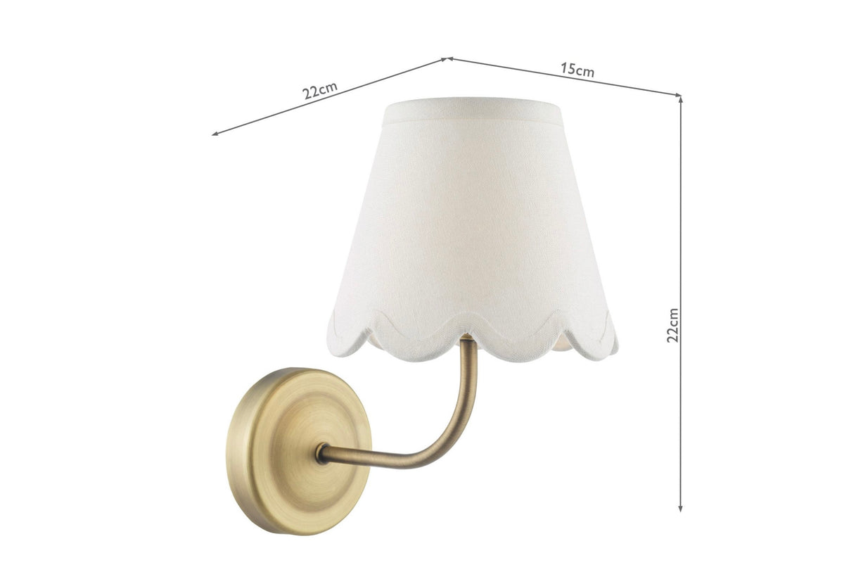 Navarro Rechargeable Led Wall Light Polished Nickel With ivory linen Shade