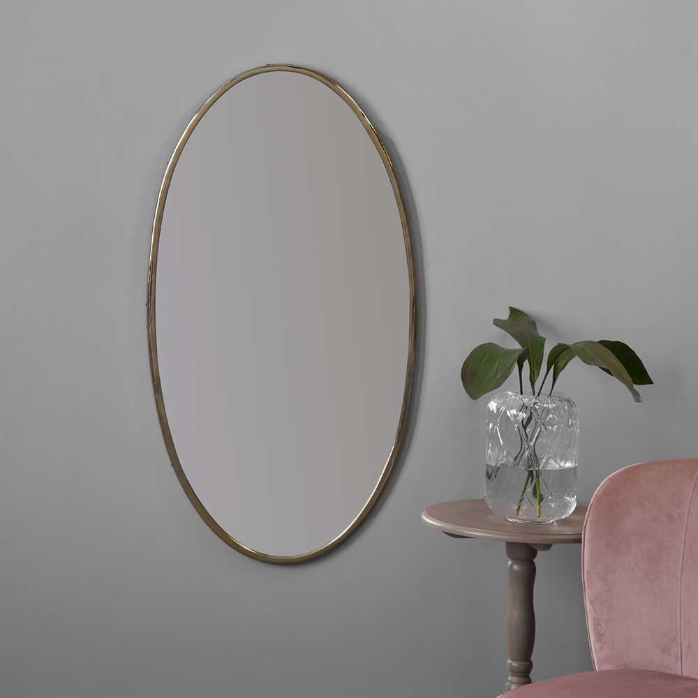 Gold Metal Oval Wall Mirror