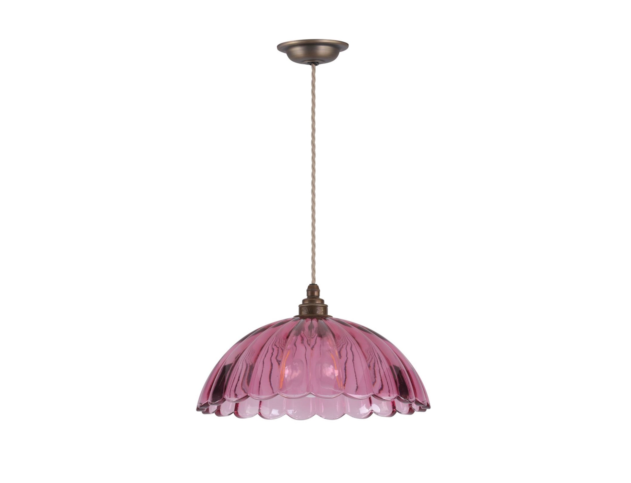 Mabel Pendant Azalea Ribbed Glass and Antique Brass