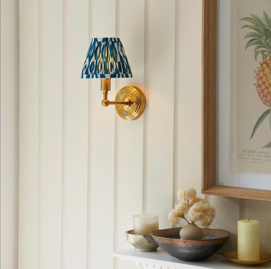 Burley Rechargeable Wall light & Ikat 16cm Marlin blue shade